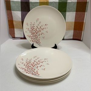 LOT OF 5 VINTAGE EDWIN KNOWLES LACQUER BLOSSOM DESIGN DINNER PLATES